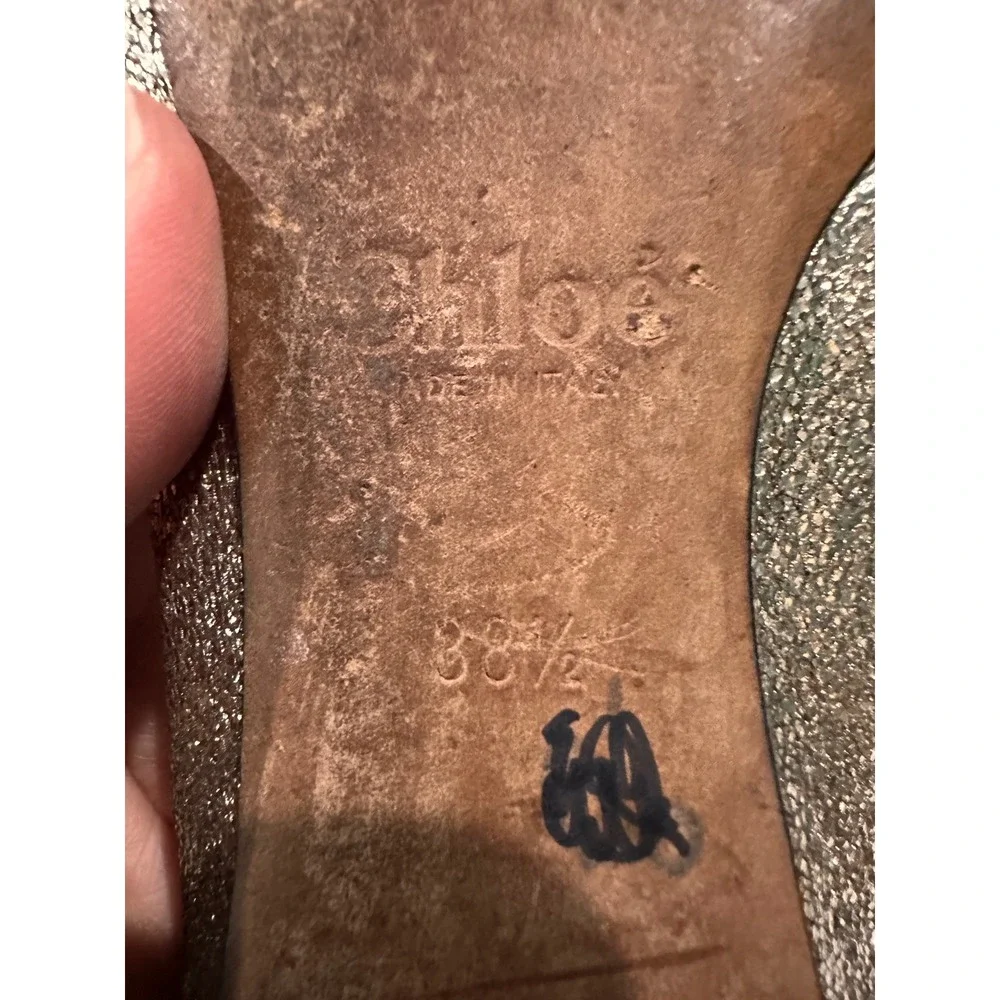 Chloe Lauren Ballet Flats‎ Womens 38.5 Gold Scalloped Metallic Leather